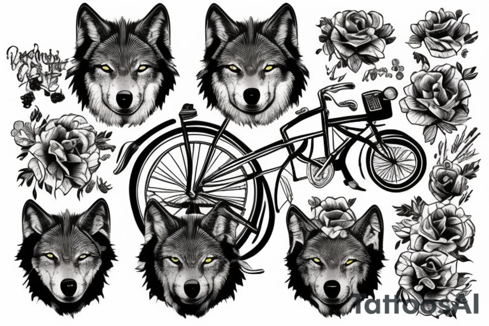 Wolf on a bicycle tattoo idea
