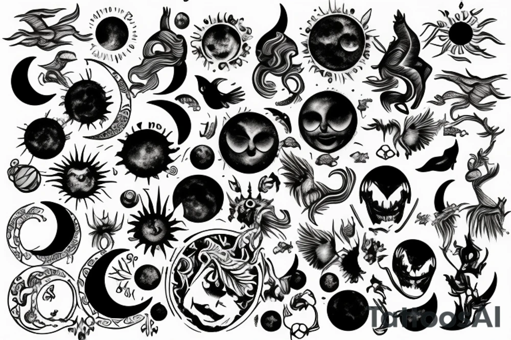 moon sun tattoo idea