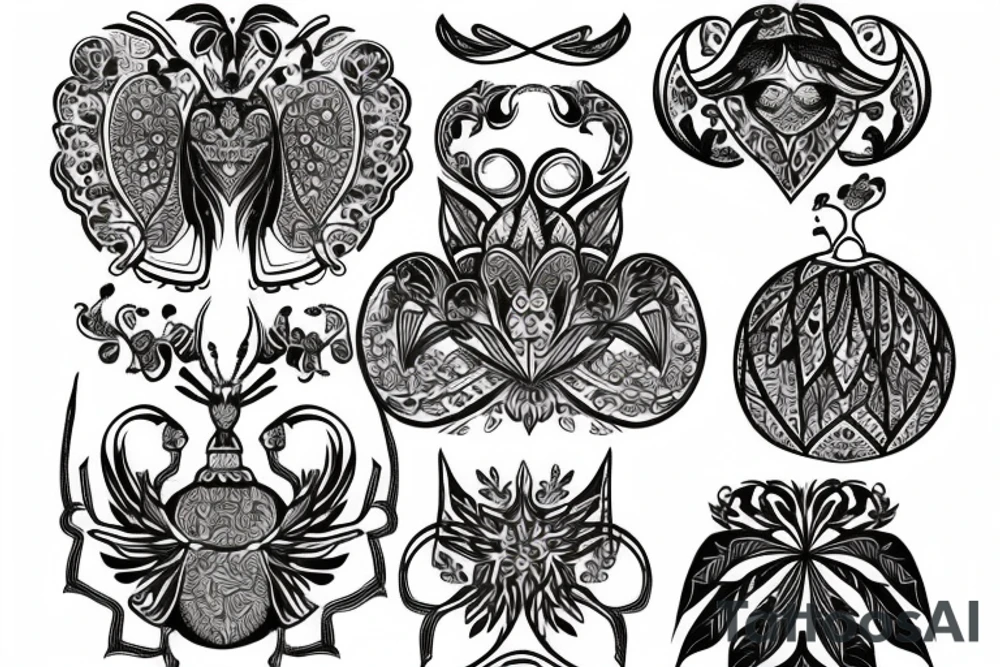 Ant and Belarusian ornament tattoo idea