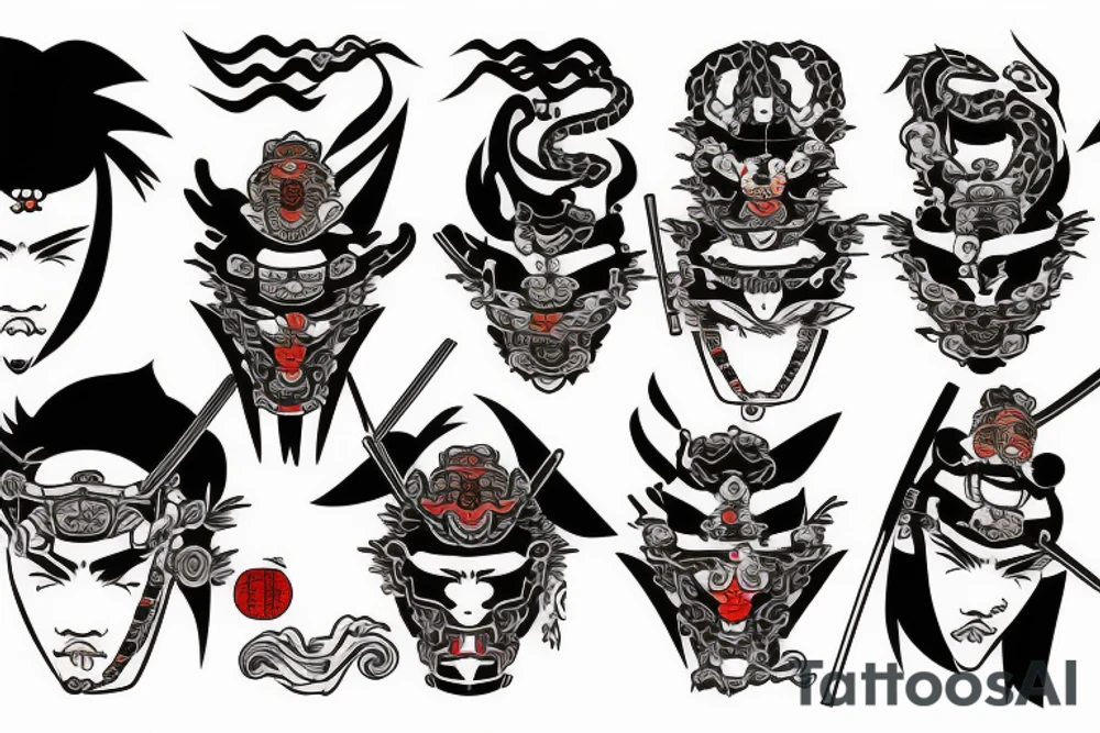 samurai with dragon tattoo idea