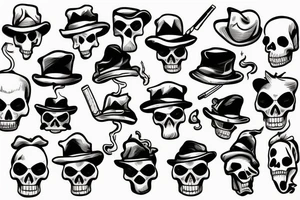 skull smoking cigar 
with funny hat tattoo idea