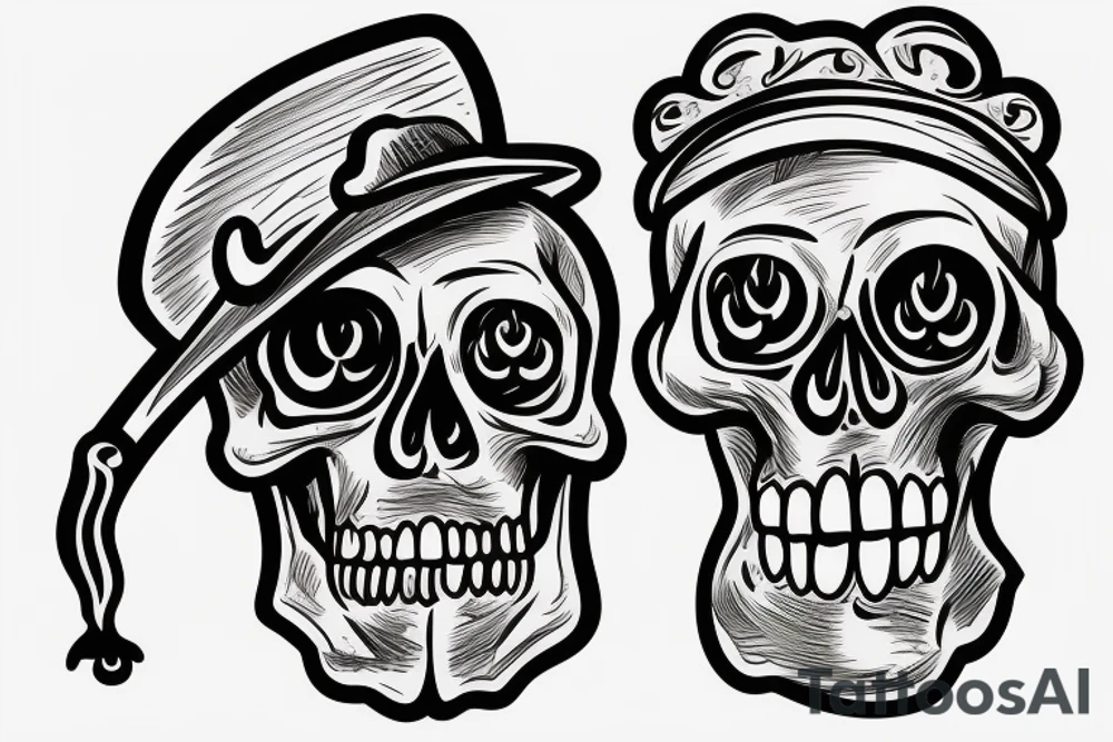 skull smoking cigar 
with funny hat tattoo idea