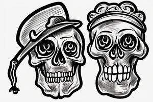 skull smoking cigar 
with funny hat tattoo idea