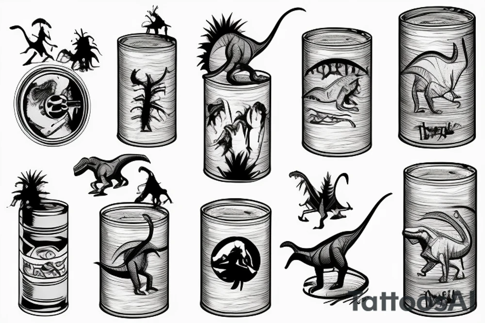 Dinosaurs with Tin can phone tattoo idea