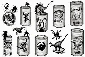 Dinosaurs with Tin can phone tattoo idea