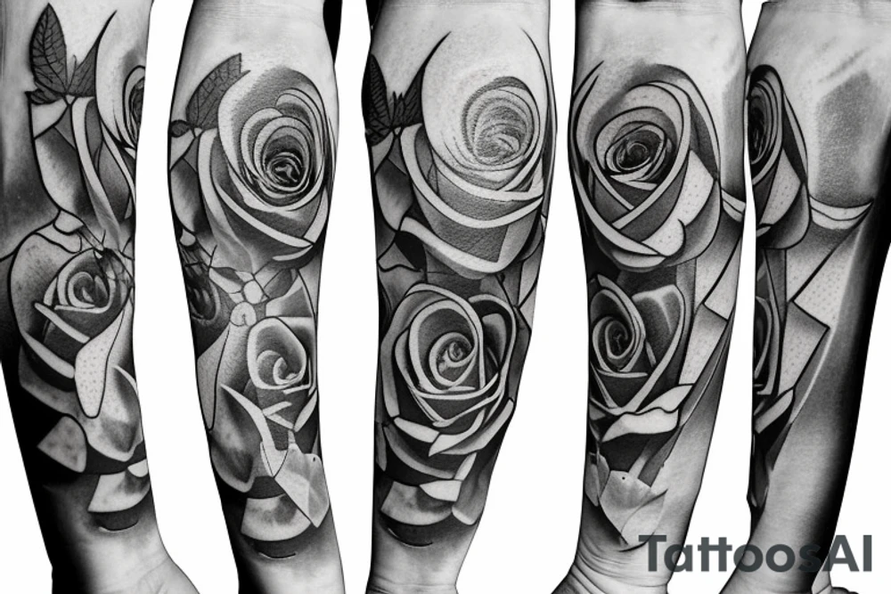 statue of Appolo mixed with the Fibonacci scale roses and a medical theme tattoo idea