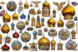 Russian orthodox church with golden domes tattoo idea