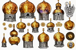 Russian orthodox church with golden domes tattoo idea
