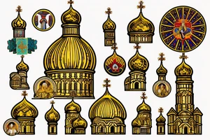 Russian orthodox church with golden domes tattoo idea