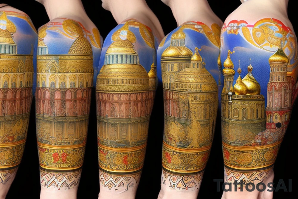 Russian orthodox church with golden domes tattoo idea