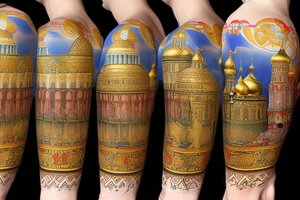 Russian orthodox church with golden domes tattoo idea