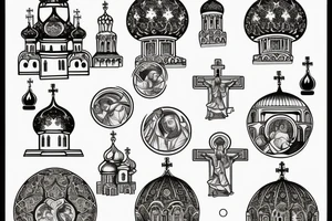 Russian orthodox church with golden domes tattoo idea