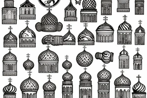 Russian orthodox church with golden domes tattoo idea