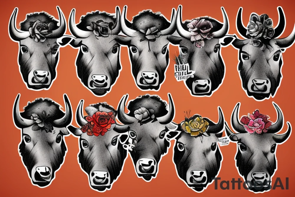 bulls head buffalo pablo tattoo idea