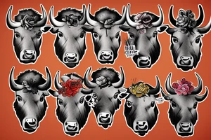 bulls head buffalo pablo tattoo idea
