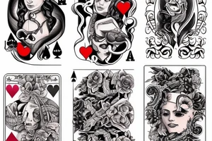 I want to do a tattoo with my siblings. We're 4 and each one will make a tattoo of one of the 4 aces with the card number 6. 2 will have red tattoo and 2 will have black ones. tattoo idea