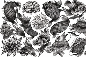 sleeve two carp and chrysanthemum tattoo idea