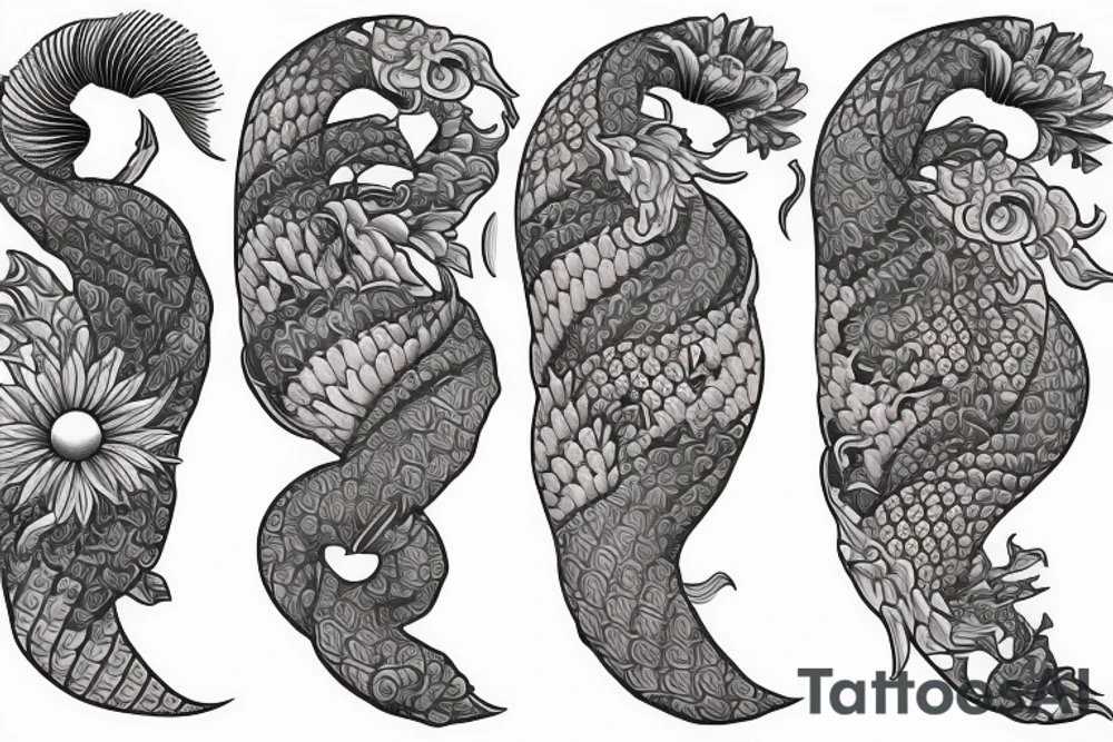 sleeve two carp and chrysanthemum tattoo idea