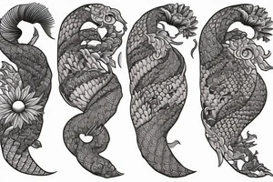 sleeve two carp and chrysanthemum tattoo idea