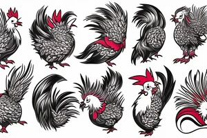Rooster and Hedgehog fusion dance tattoo idea