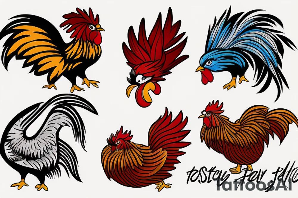 Rooster and Hedgehog fusion dance tattoo idea