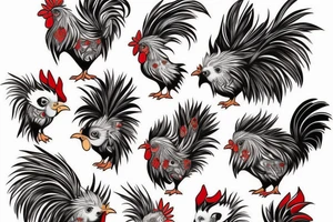 Rooster and Hedgehog fusion dance tattoo idea