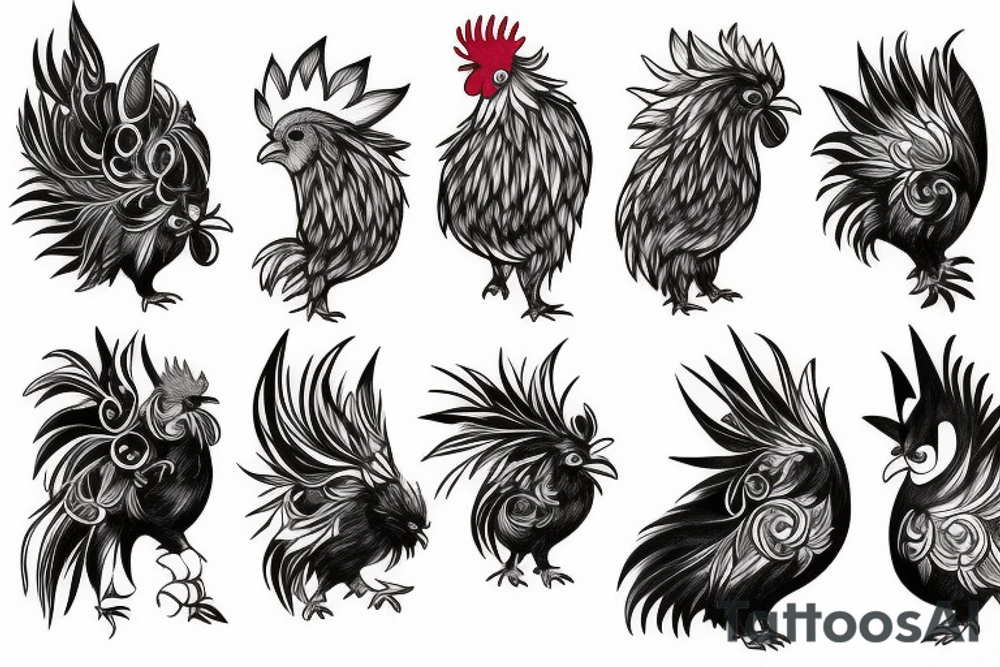 Rooster and Hedgehog fusion dance tattoo idea