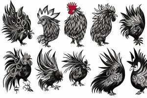 Rooster and Hedgehog fusion dance tattoo idea