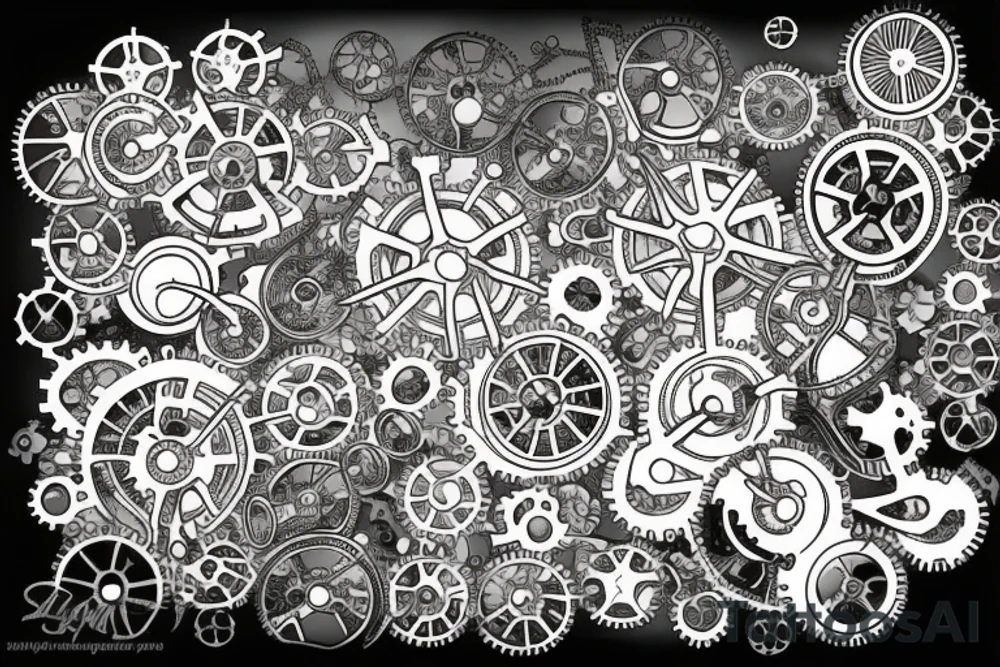 Vertical Section showing internal arrangement of gears and mechanisms tattoo idea