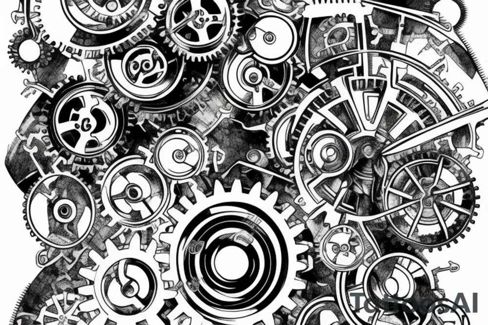 Vertical Section showing internal arrangement of gears and mechanisms tattoo idea