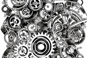 Vertical Section showing internal arrangement of gears and mechanisms tattoo idea