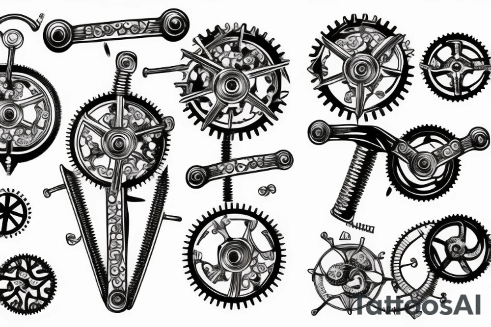Vertical section showing the gears and levers of the mechanism tattoo idea
