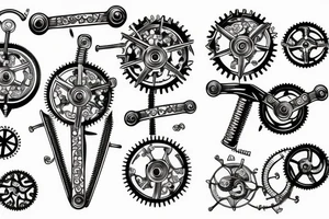 Vertical section showing the gears and levers of the mechanism tattoo idea