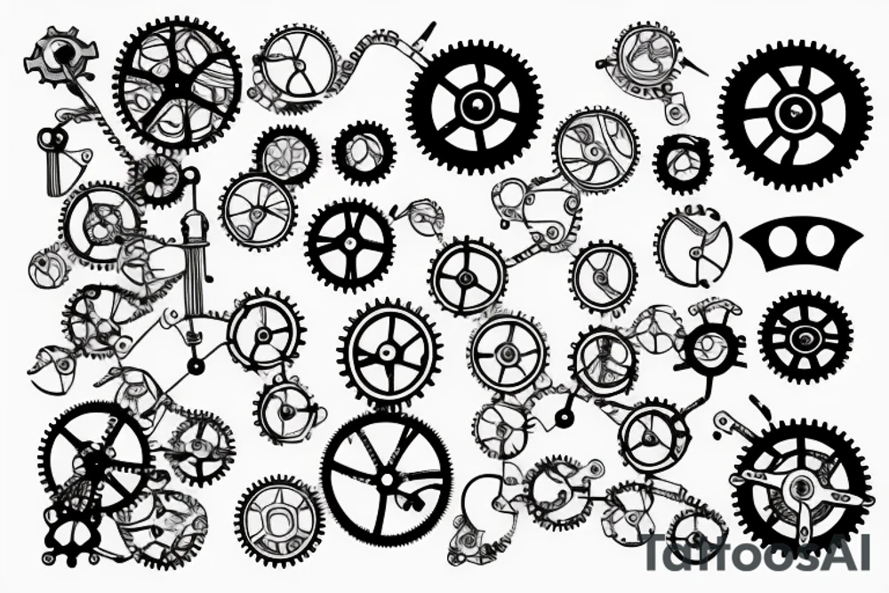 Vertical section showing the gears and levers of the mechanism tattoo idea