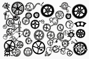 Vertical section showing the gears and levers of the mechanism tattoo idea