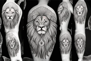 photorealistic 
Lion head with clouds tattoo idea