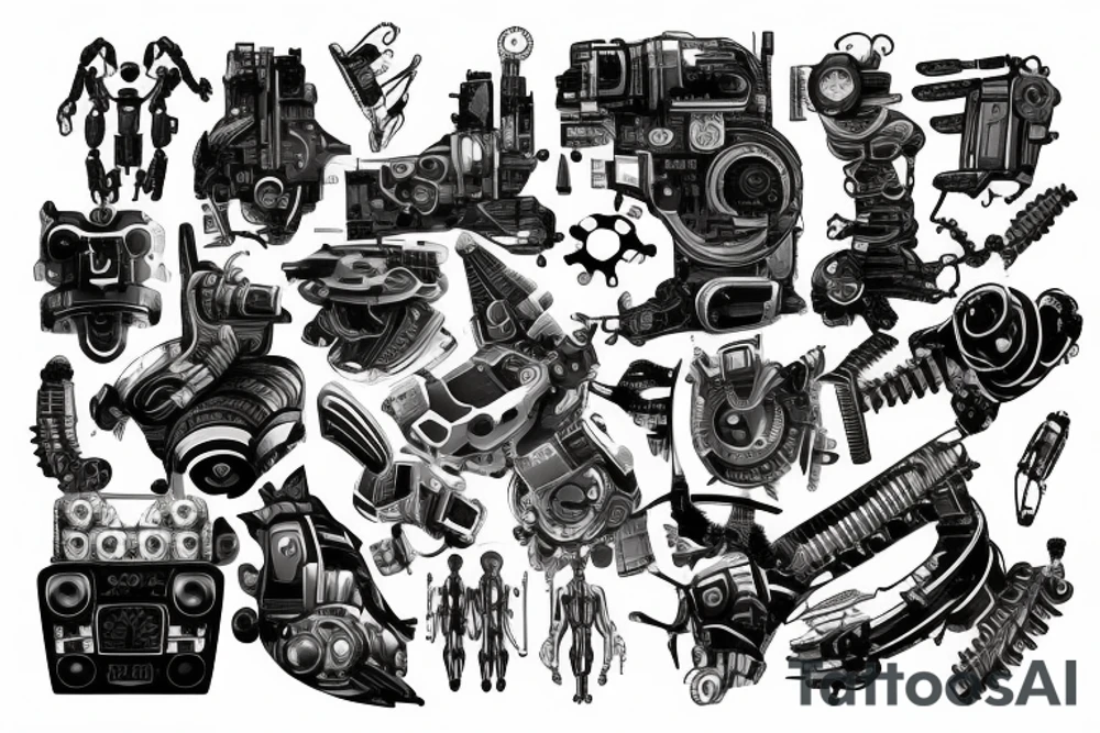 cyberpunk, technology, future, robots tattoo idea cyberpunk, technology, future, robots tattoo idea