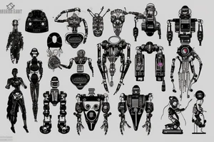 cyberpunk, technology, future, robots tattoo idea