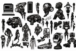 cyberpunk, technology, future, robots tattoo idea