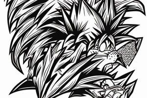 Rooster and hedgehog doing the dragonball fusion dance tattoo idea