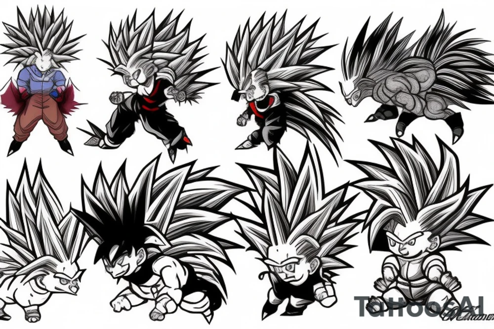 Rooster and hedgehog doing the dragonball fusion dance tattoo idea