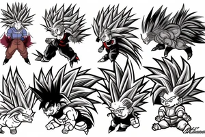 Rooster and hedgehog doing the dragonball fusion dance tattoo idea
