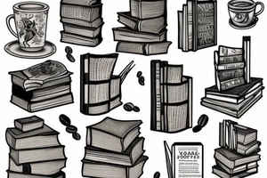 Books library coffee booklover classic tattoo idea