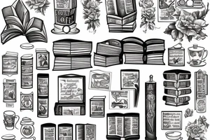 Books library coffee booklover classic tattoo idea