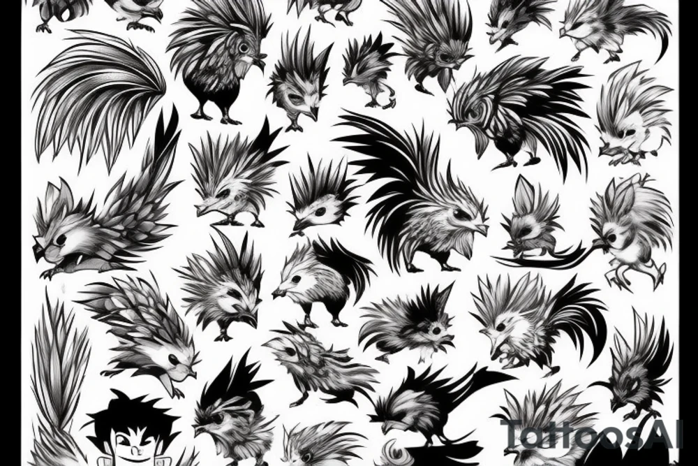 Rooster and hedgehog doing the fusion dance tattoo idea