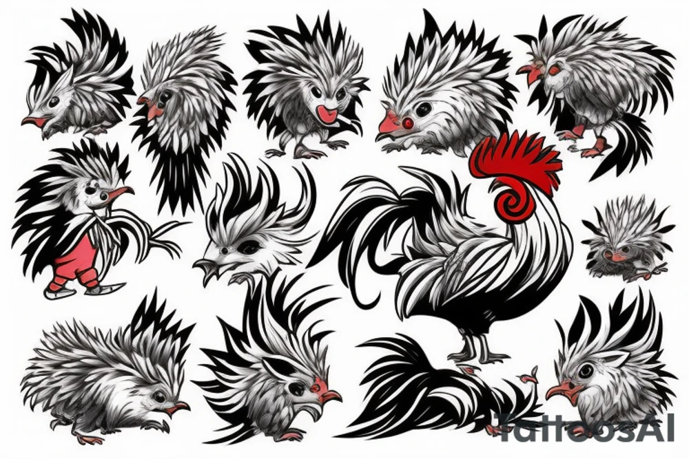 Rooster and hedgehog doing the fusion dance tattoo idea