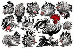 Rooster and hedgehog doing the fusion dance tattoo idea