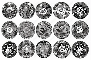 moon with flower with ornaments in japanese style tattoo idea