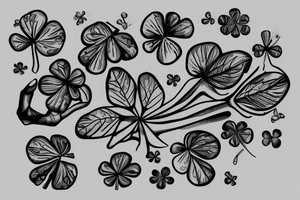 Four leaf clover on a skeleton hand tattoo idea