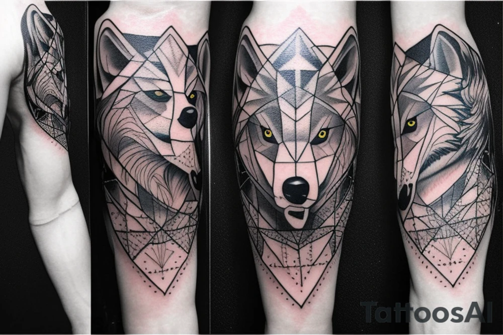 Two wolves fighting double sleeves and chest tattoo tattoo idea